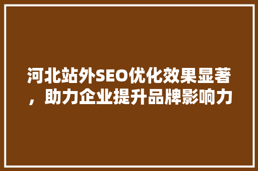 河北站外SEO优化效果显著，助力企业提升品牌影响力