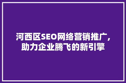 河西区SEO网络营销推广,助力企业腾飞的新引擎