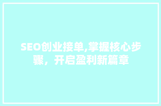 SEO创业接单,掌握核心步骤，开启盈利新篇章