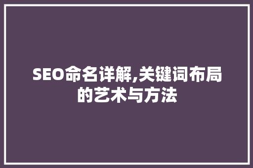 SEO命名详解,关键词布局的艺术与方法