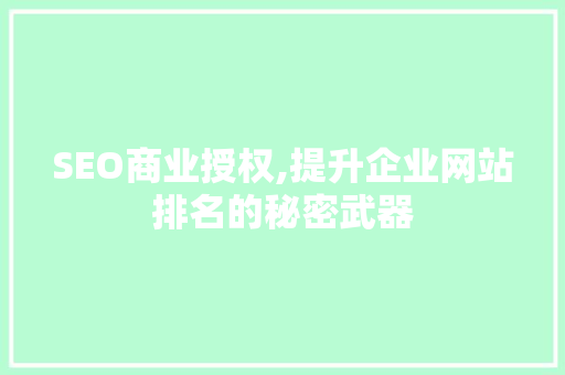 SEO商业授权,提升企业网站排名的秘密武器