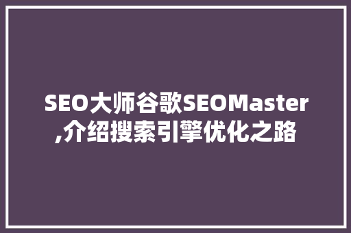 SEO大师谷歌SEOMaster,介绍搜索引擎优化之路