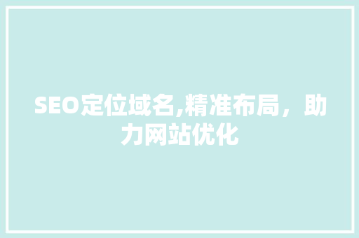 SEO定位域名,精准布局，助力网站优化