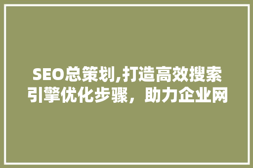 SEO总策划,打造高效搜索引擎优化步骤，助力企业网络营销  第1张