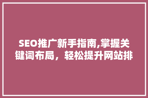 SEO推广新手指南,掌握关键词布局，轻松提升网站排名