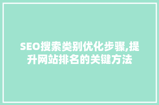 SEO搜索类别优化步骤,提升网站排名的关键方法