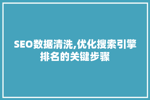 SEO数据清洗,优化搜索引擎排名的关键步骤