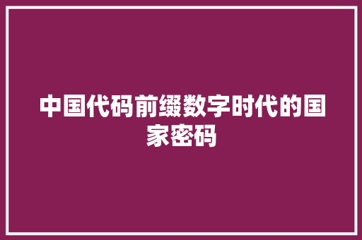 中国代码前缀数字时代的国家密码