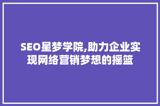 SEO星梦学院,助力企业实现网络营销梦想的摇篮  第1张