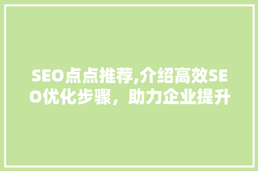 SEO点点推荐,介绍高效SEO优化步骤，助力企业提升网站排名