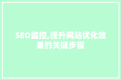 SEO监控,提升网站优化效果的关键步骤