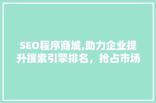 SEO程序商城,助力企业提升搜索引擎排名，抢占市场先机