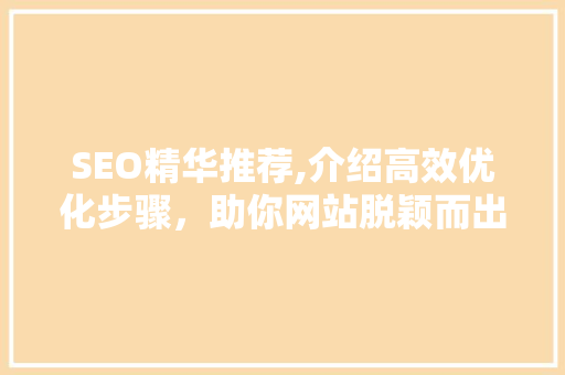 SEO精华推荐,介绍高效优化步骤，助你网站脱颖而出