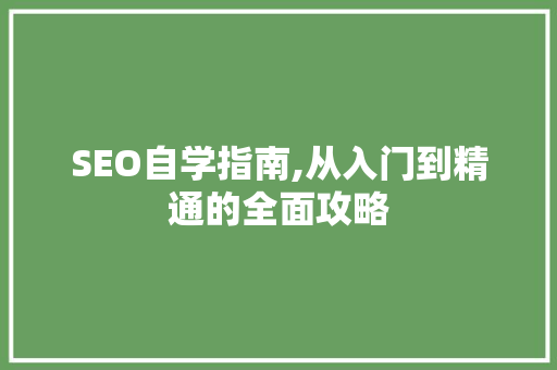 SEO自学指南,从入门到精通的全面攻略