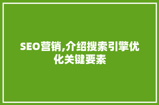 SEO营销,介绍搜索引擎优化关键要素