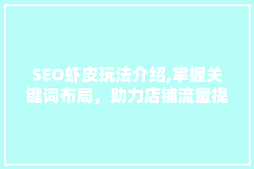 SEO虾皮玩法介绍,掌握关键词布局，助力店铺流量提升