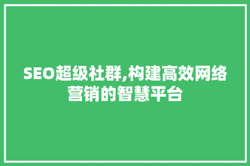 SEO超级社群,构建高效网络营销的智慧平台
