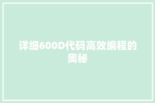 详细600D代码高效编程的奥秘