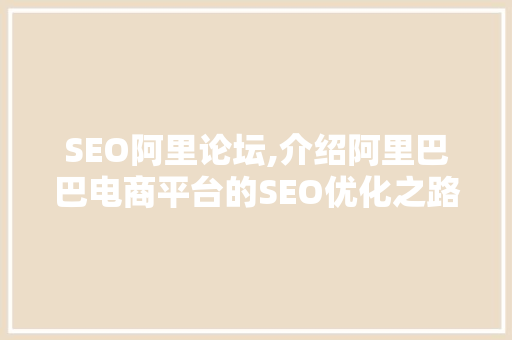 SEO阿里论坛,介绍阿里巴巴电商平台的SEO优化之路
