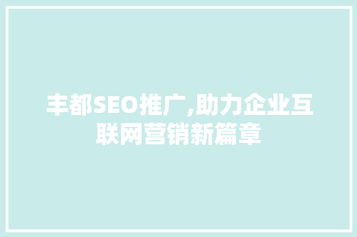 丰都SEO推广,助力企业互联网营销新篇章