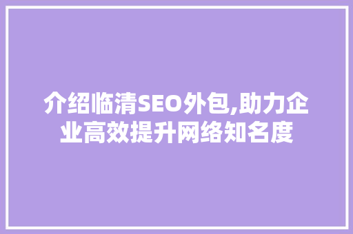 介绍临清SEO外包,助力企业高效提升网络知名度
