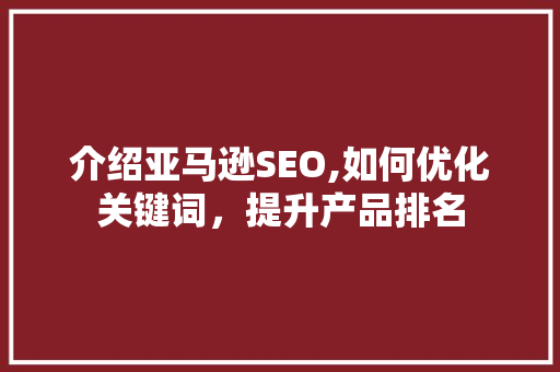 介绍亚马逊SEO,如何优化关键词，提升产品排名