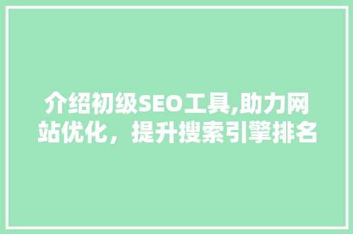 介绍初级SEO工具,助力网站优化，提升搜索引擎排名