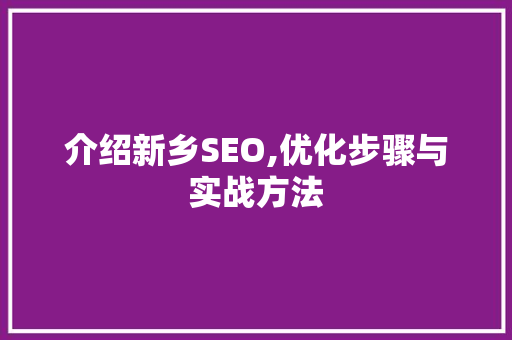 介绍新乡SEO,优化步骤与实战方法  第1张