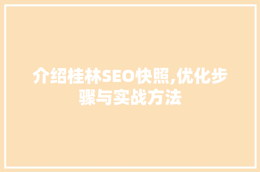 介绍桂林SEO快照,优化步骤与实战方法  第1张