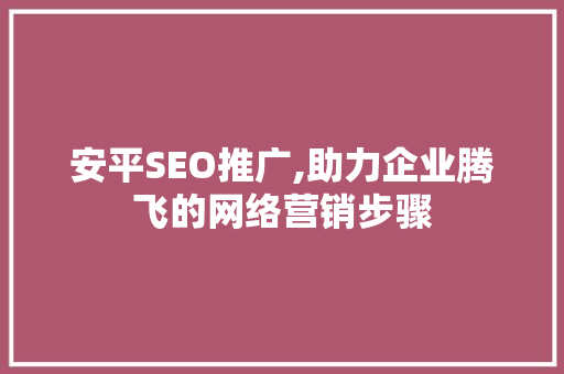 安平SEO推广,助力企业腾飞的网络营销步骤