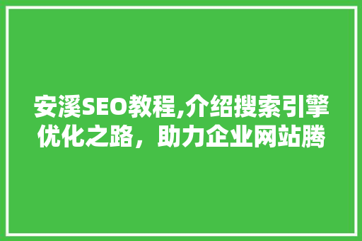 安溪SEO教程,介绍搜索引擎优化之路，助力企业网站腾飞