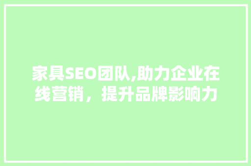 家具SEO团队,助力企业在线营销，提升品牌影响力