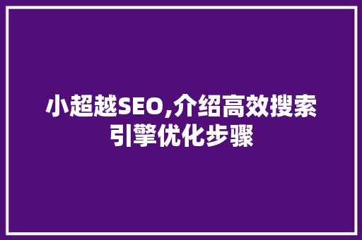 小超越SEO,介绍高效搜索引擎优化步骤