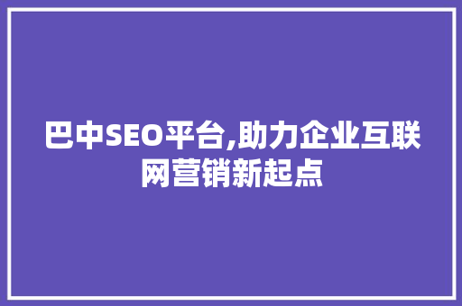 巴中SEO平台,助力企业互联网营销新起点
