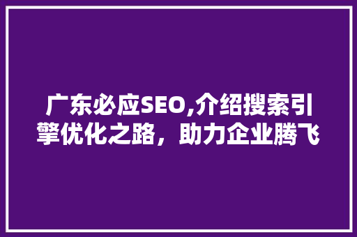 广东必应SEO,介绍搜索引擎优化之路，助力企业腾飞