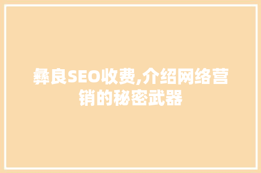 彝良SEO收费,介绍网络营销的秘密武器