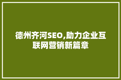 德州齐河SEO,助力企业互联网营销新篇章