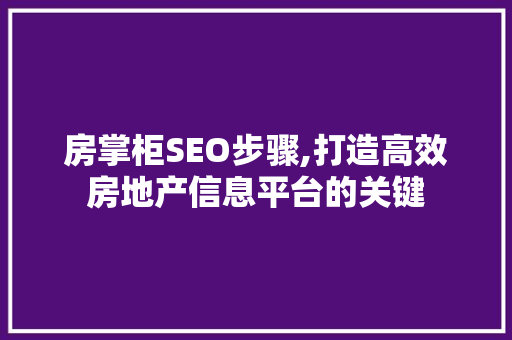 房掌柜SEO步骤,打造高效房地产信息平台的关键