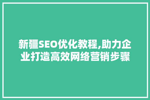 新疆SEO优化教程,助力企业打造高效网络营销步骤