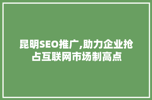 昆明SEO推广,助力企业抢占互联网市场制高点  第1张