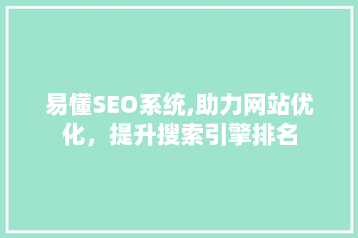 易懂SEO系统,助力网站优化，提升搜索引擎排名