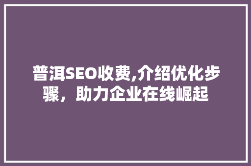 普洱SEO收费,介绍优化步骤，助力企业在线崛起