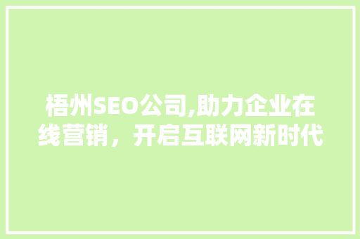 梧州SEO公司,助力企业在线营销，开启互联网新时代
