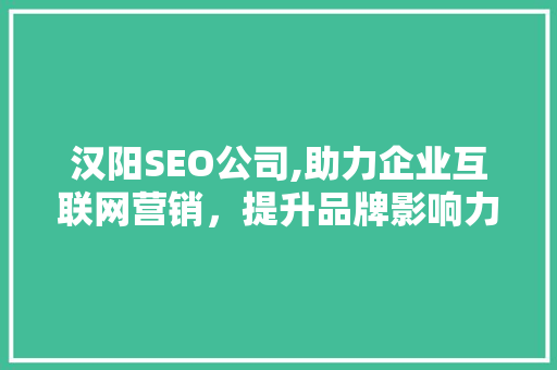 汉阳SEO公司,助力企业互联网营销，提升品牌影响力