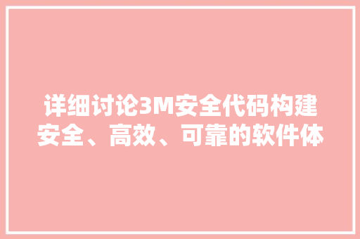 详细讨论3M安全代码构建安全、高效、可靠的软件体系