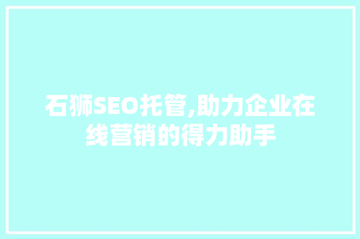石狮SEO托管,助力企业在线营销的得力助手