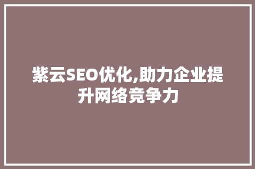 紫云SEO优化,助力企业提升网络竞争力