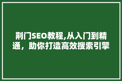 荆门SEO教程,从入门到精通，助你打造高效搜索引擎优化步骤