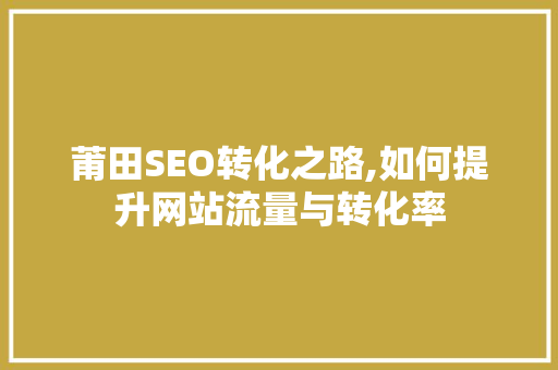 莆田SEO转化之路,如何提升网站流量与转化率