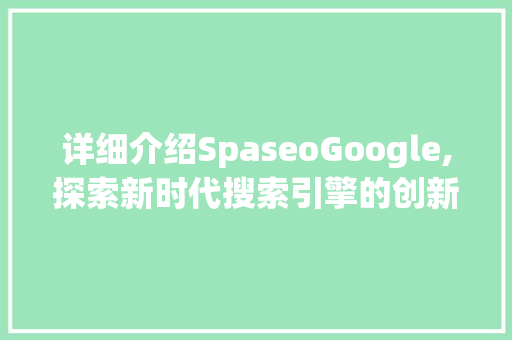 详细介绍SpaseoGoogle,探索新时代搜索引擎的创新与变革